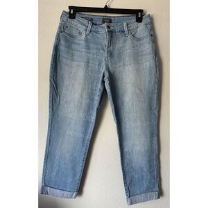 NYDJ Jessica Relaxed Boyfriend Capri Jeans Cropped Bandana Boho Paisley Size 10P